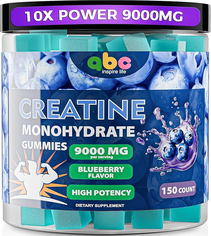 99.99% Creatine Monohydrate Gummies 9000mg for Men More 30% Strength