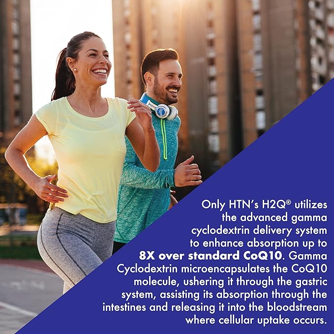 H2Q CoQ-10 with 8X Higher Absorption Over The Standard Q-10 | Clinically Studied | Cardiovascular and Mitochondria Function Support | Vegan Certified | Non-GMO by Health Thru Nutrition (Pack of 180)
