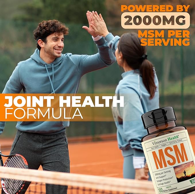 MSM 2000mg - Joint Support Supplement for Cartilage &amp Joint Health. Antioxidant Properties. Aids Inflammatory Response. Occasional Discomfort Relief - Back Knees Hands. Non-GMO. Vegan. 50 Day Su