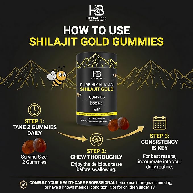 Shilajit Gummies: Pure Himalayan Shilajit with Ashwagandha &amp Fulvic Acid 85+ Micronutrients Trace Minerals - No Added Sugar 100% Natural &amp Organic Non-GMO for Men &amp Women | 60 Gummies