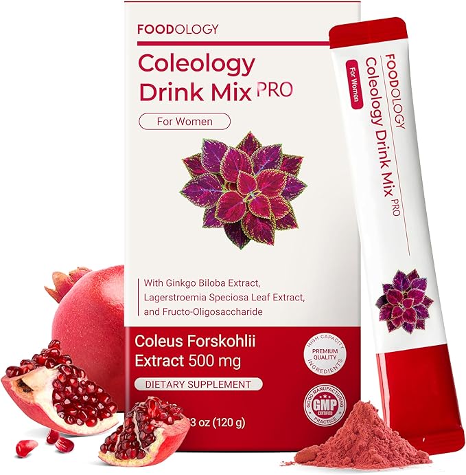 FOODOLOGY Coleology Drink Mix PRO | 3000mg Prebiotic Fiber &amp Metabolism Support | Daily Pomegranate Stick Powder for Gut Health &amp Weight Management | 15 Sticks