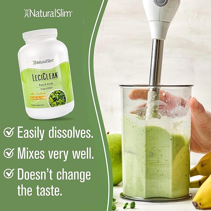 NaturalSlim Natural Soy Lecithin Granules with Choline Pure &amp Fresh Granulated Lecithin Supplement for Cleansing &amp Cognitive Support Non-GMO Food Grade 45 Servings1 lb (454 g)