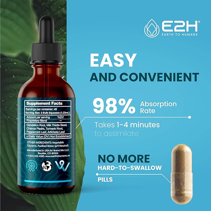 Liver Cleanse Detox &amp Repair - Herbal Liver Support Milk Thistle Supplement - Silymarin Milk Thistle Supplements with Dandelion Root Chanca Piedra Turmeric Root &amp Artichoke Extract - 2 Fl Oz