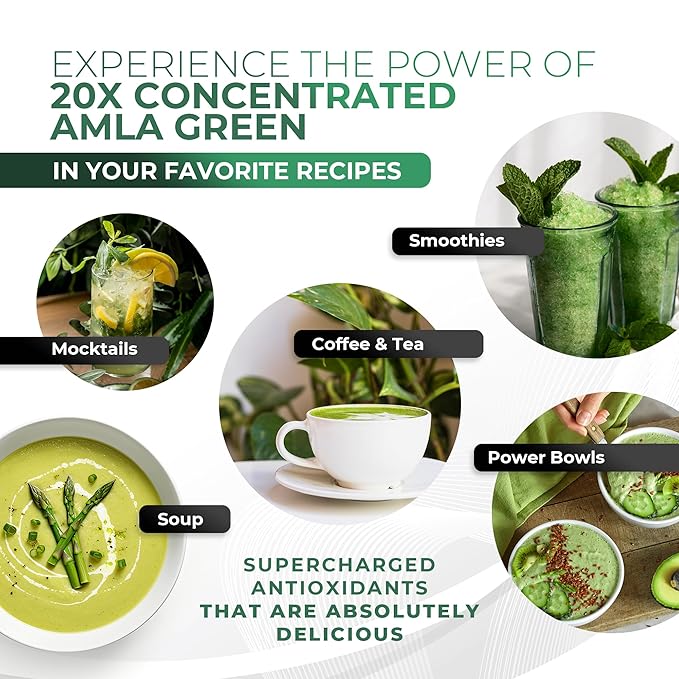 Amla Powder &amp Decaf Green Tea Superfood Supplement 20x Ultra Concentrated Amla Oolong Tea and Indian Gooseberries Organic Vegan 90 Servings