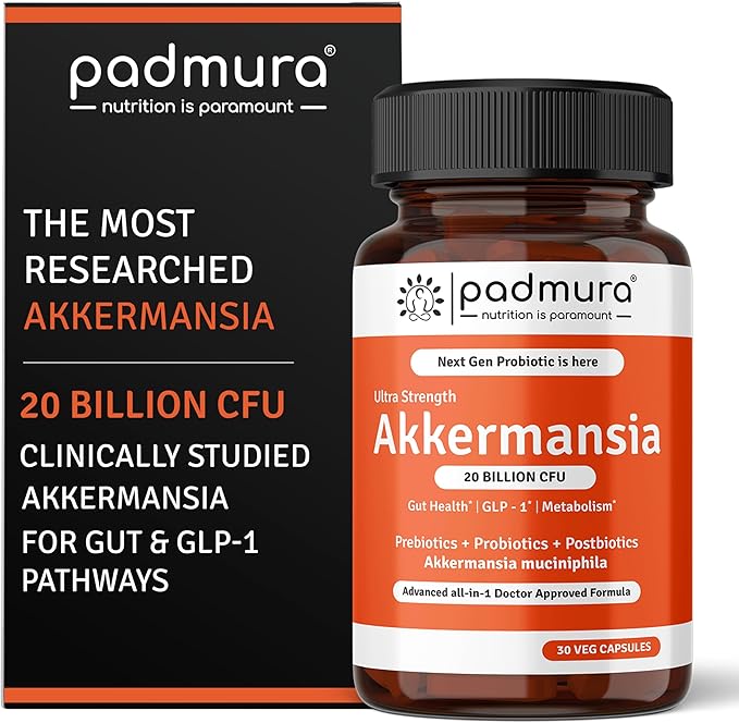 Akkermansia Muciniphila Probiotic Supplement - 20 Billion CFU | 30 Veg Capsules | Prebiotic + Probiotic + Postbiotic Blend | Increases GLP-1 Production | Supports Digestion &amp Gut Health
