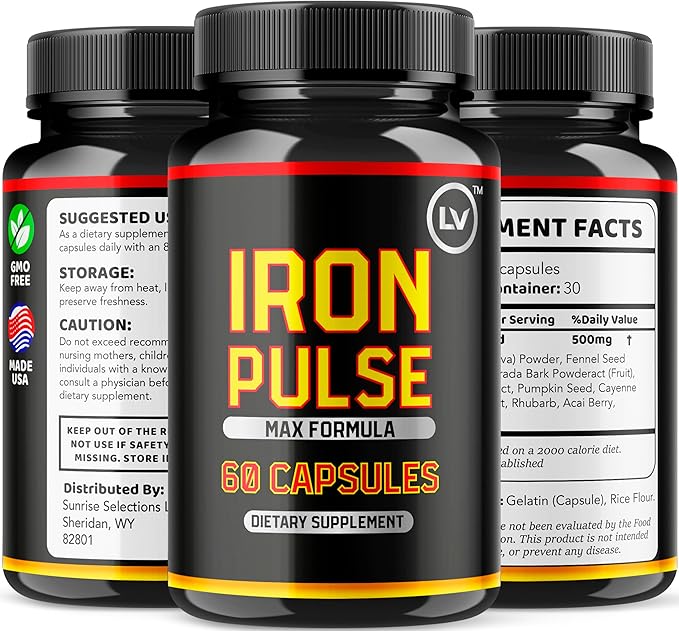 LIVORKA (3 Pack) IronPulse Capsules Iron Pulse Capsules Max Formula IronPulse Max Support Capsules Iron Pulse Pills IronPulse Pills Iron Pulse Support Pills 180 Capsules for 3 Months