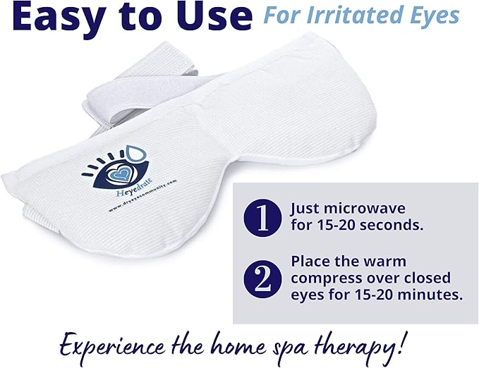 Heyedrate Triglyceride Omega 3 Fish Oil Heated Eye Mask Lid and Lash Cleanser Foaming Tea Tree Face Wash Bundle for Eye Health Provides Relief for Irritated Eyes