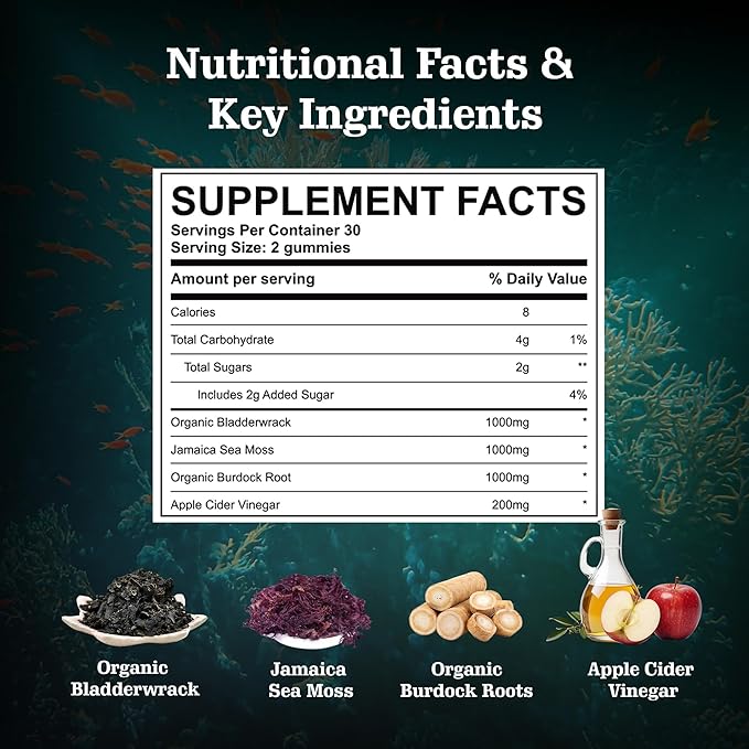 Ultimate Wellness: Organic Sea Moss Gummies &amp Black Seed Oil Honey Gummies Immune Digestive Skin &amp Joint Support Packed with Superfoods Antioxidants &amp Vitamins for Men &amp Women 12