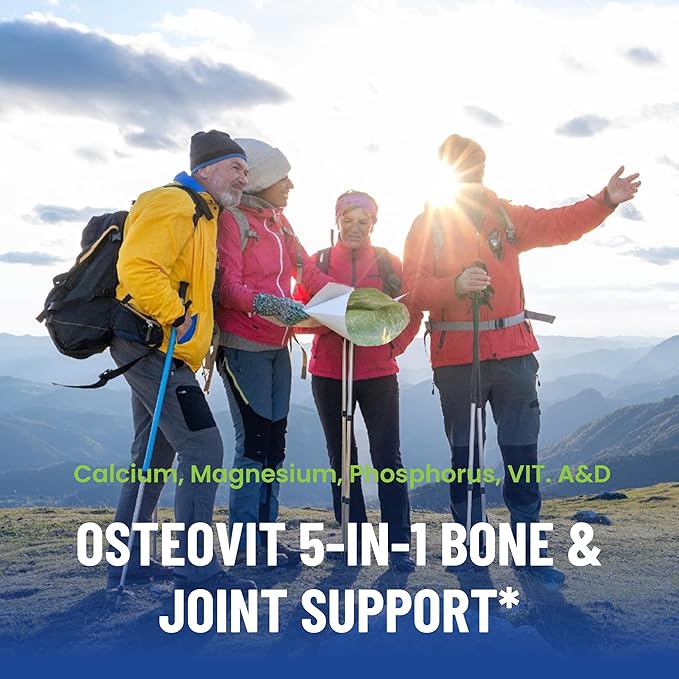OsteoVit 5-in-1 Calcium 120 tabs Multivitamin: Calcium Magnesium Phosphorus Vitamin D3 &amp A - Bone Strength &amp Flexibility* Non-GMO Gluten Free | Calcium Supplement for Women &amp Men with