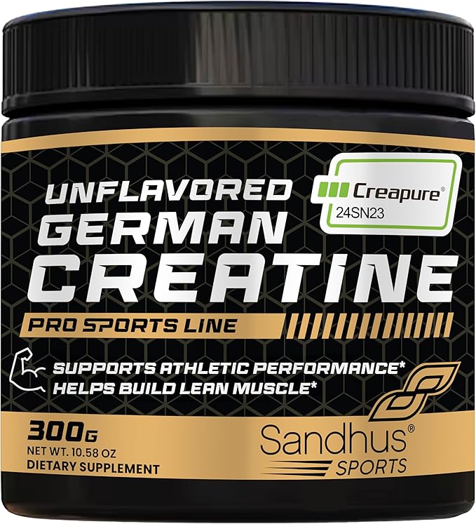 Sandhu's Creapure German Creatine Monohydrate Powder Supplements for Men &amp Women Unflavored 60 Servings (Pack of 1) 10.58 Oz Sport Supplement Supports Lean Muscle Building