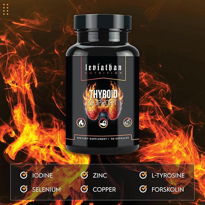 Leviathan Thyroid Support | Energy &amp Thyroid Health &amp Iodine Supplement Selenium Zinc Manganese Copper L Tyrosine Guggul Support for Women &amp Men