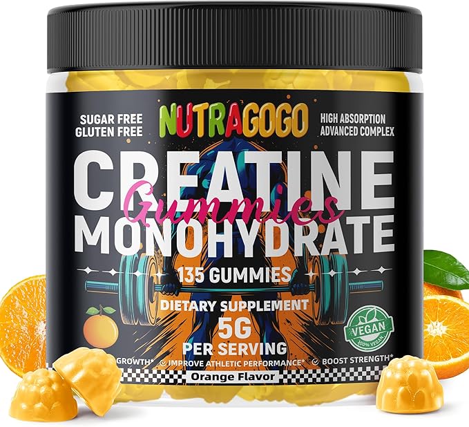 NSF Certified Creatine Gummy - Creatine Monohydrate Gummies for Men &amp Women-5g of Creatine Monohydrate per Serving - Sugar FreeVegan Organe Electrolyte Chews 135 Count