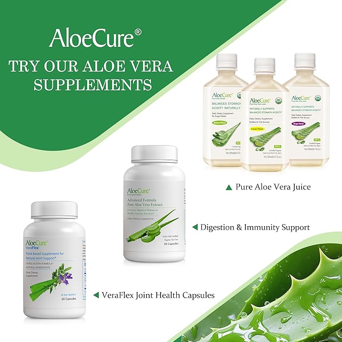 AloeCure Aloe Vera Capsules 2 Pack - VeraFlex 1btl Probiotcs+Enzymes 1btl