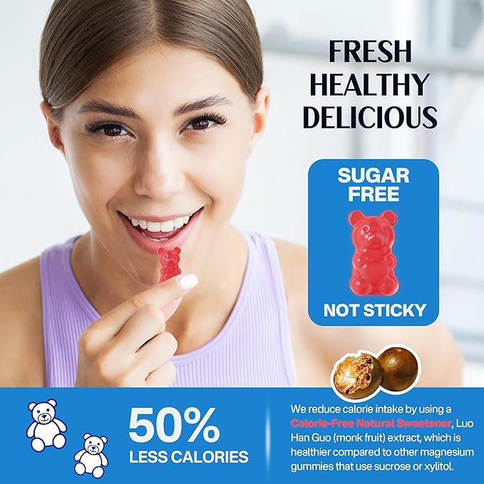 Nextdia Magnesium Malate Energy Gummies Plus L-Theanine CoQ10 Methyl B12 Methylfolate B6 &amp D3-400mg Magnesium Gummy Sugar Free for Women Men Supports Muscle Function Calm &amp Relax Vegan