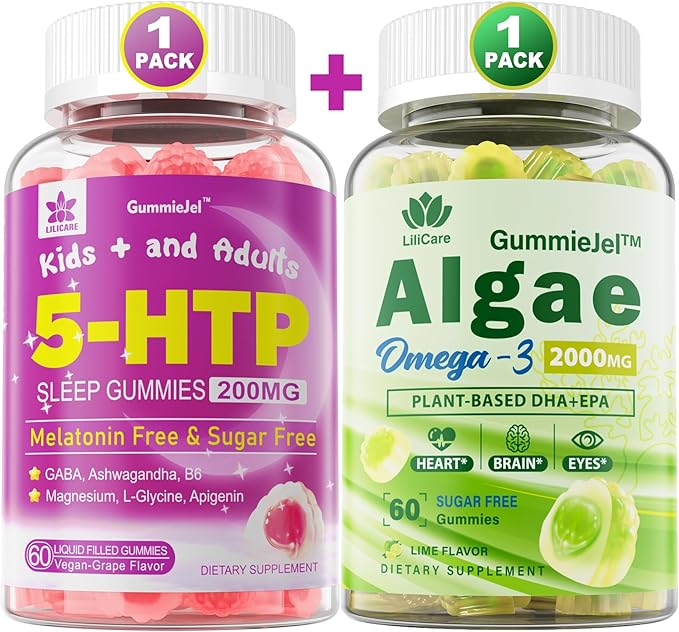 LILICARE Vegan Omega 3 Gummies &amp 5HTP Gummies