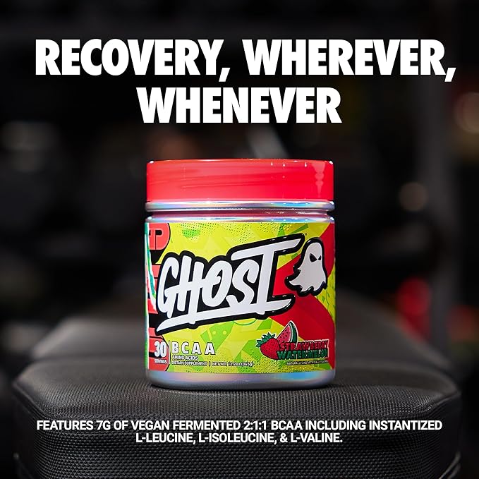 GHOST BCAA Powder Amino Acids Supplement Strawberry Watermelon - 30 Servings - Sugar-Free Intra Post &amp Pre Workout Amino Powder &amp Recovery Drink 7G BCAA