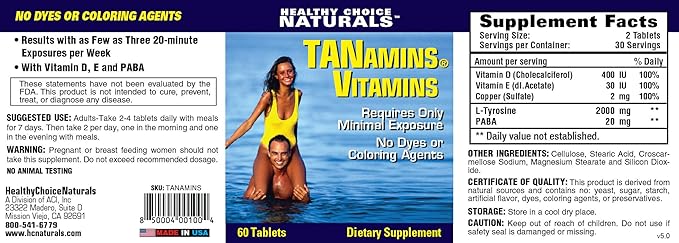 Tanamins Tanning Vitamin-Get a Darker Tan Naturally (2 bottles/120 Count)