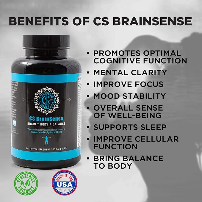BrainSense Mood Stabilizer &amp Brain Supplement - Enhance Mood Mental Clarity Brain Booster &amp Cellular Health - Nootropic Supplement &amp Micronutrients For Brain Fog By CommonSenseWW 120 Ca