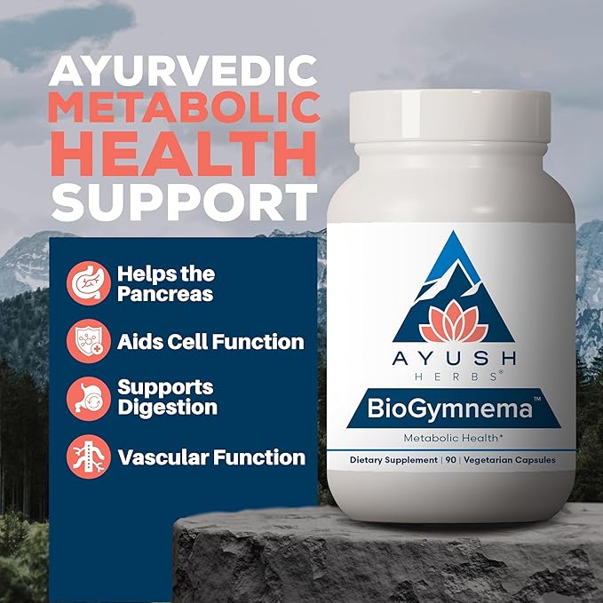 Ayush Herbs BioGymnema - Metabolic Vitamin &amp Herb Blend Metabolic Health Supplement for Women &amp Men with Biotin Berberine Bitter Melon &amp Gymnema Nutrient Support - 90 Servings