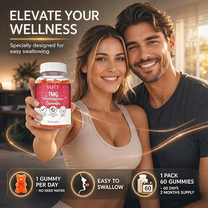 VAITE TMG Supplements – Trimethylglycine 800mg Gummies Betaine Anhydrous for Energy Support 60 Vegan Chewables Easy to Take Non-GMO Gluten &amp Soy Free for Adults Daily Nutritional Balance