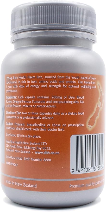 New Zealand Heme Iron Supplement - 1000mg x 90 Soft Gel Capsules - Iron Deficiency Supplement for Anemia - Deer Blood w/ Ferrous Fumarate - Supports Energy Strength and Circulation for Men and Women