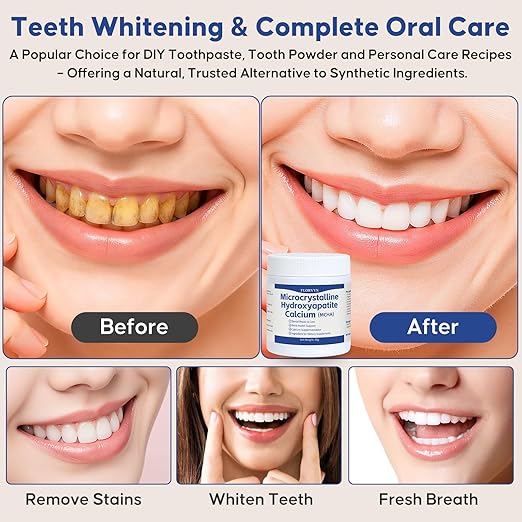 Microcrystalline Hydroxyapatite MCHA Powder High-Purity Raw Material for DIY Formulations Non-Nano Natural Calcium Phosphate from BSE-Free Cattle Support Tooth Enamel Remineralization