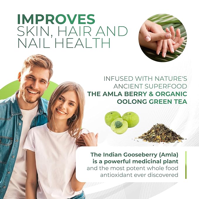 Amla Powder &amp Decaf Green Tea Superfood Supplement 20x Ultra Concentrated Amla Oolong Tea and Indian Gooseberries Organic Vegan 90 Servings