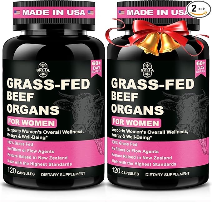 Beef Organ Supplement for Women - Beef Liver Kidney Heart Uterus Tissue Ovary | Supports Women's Overall Energy and Wellness | Grass Fed Pasture Raised in New Zealand 2P