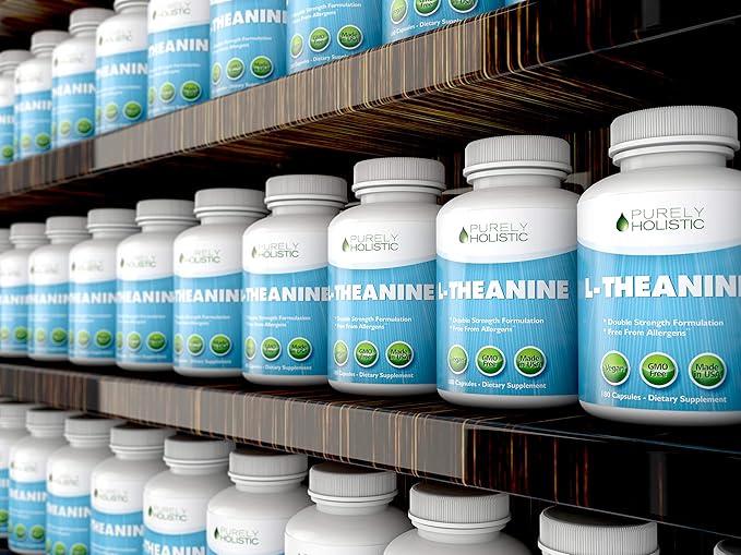 Purely Holistic L-Theanine 200mg (Double-Strength) 180 Vegan Capsules 6 Month Supply Non GMO &amp Gluten Free Ltheanine Vitamins