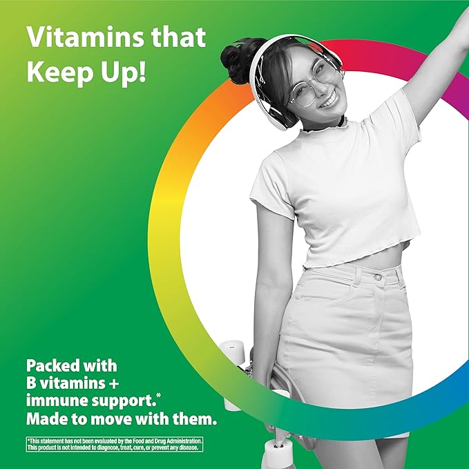 Rainbow Light Multivitamin for Teens Vitamin C Zinc &amp B Complex Supports Brain Health Nerve Function and a Strong Immune System Gluten Free Vegetarian Fruit Punch 90 Tablets