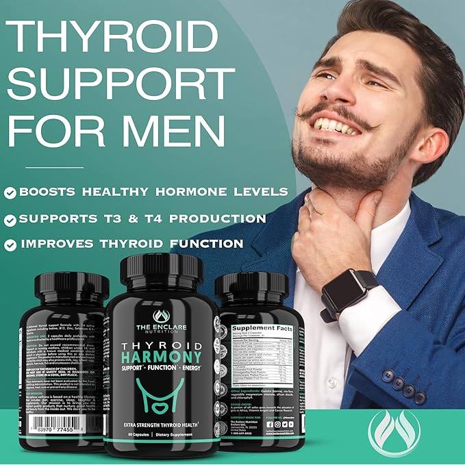 THE ENCLARE NUTRITION Thyroid Support Supplement with Iodine - Balance Hormones for Energy Metabolism Focus Stress Mood. Ashwagandha Zinc Selenium Vitamin B12 Kelp Magnesium L Tyrosine (1)