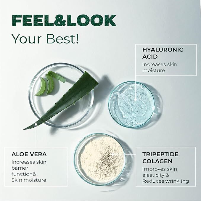 PUREHEALTH RESEARCH Marine Collagen Supplement - with Hyaluronic Acid Aloe Vera Leaf Extract Morikol Marine Collagen Tripeptides &amp Vitamin E - 90 Capsules
