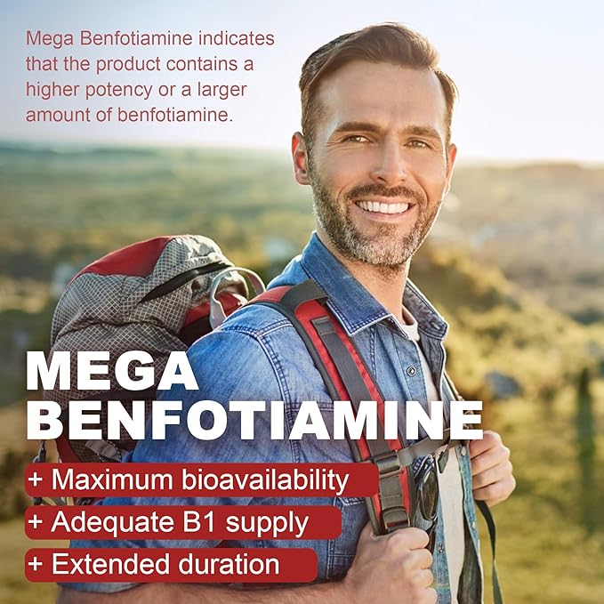 Vitamin B1(Benfotiamine) Gummies 500mg – B1 B6 B12 Vitamins with Magnesium for Energy Metabolism Healthy Nervous System – Chewable B Complex for Adults &amp Kids - Vegan Sugar Free 120 Ct