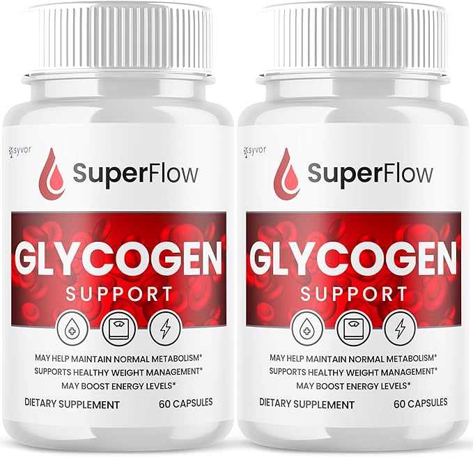 (2 Pack) Super Flow Glycogen Support Official SuperFlow Advanced Formula Glyco Optimizer Capsules All Natural Super Flow Pills Daily Wellness Supplement to Support Healthy Balance (120 Capsules)