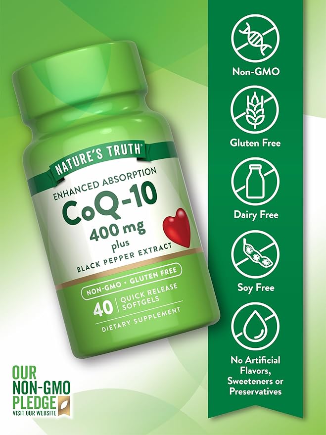 Nature's Truth CoQ10 400mg | Softgels | Maximum Strength | High Absorption | Non-GMO &amp Gluten Free Supplement