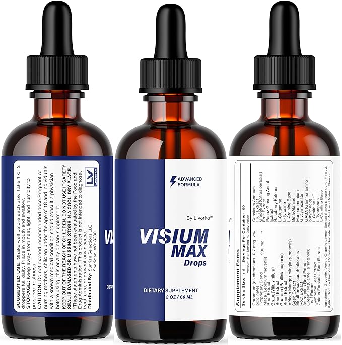 (2 Pack) Visium Max Drops - Visium Max Drops Health Support Supplement All Natural Premium Advanced Liquid Formula Drop for Overall Wellness and Support Health 2 Bottles for 2 Months