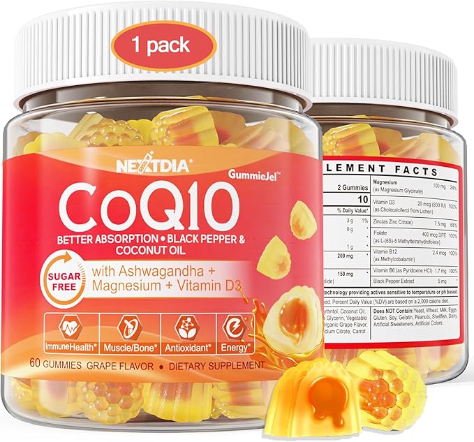 Nextdia Bundle: Coq10 100mg 200mg Gummies &amp Vitamin K2 Gummies