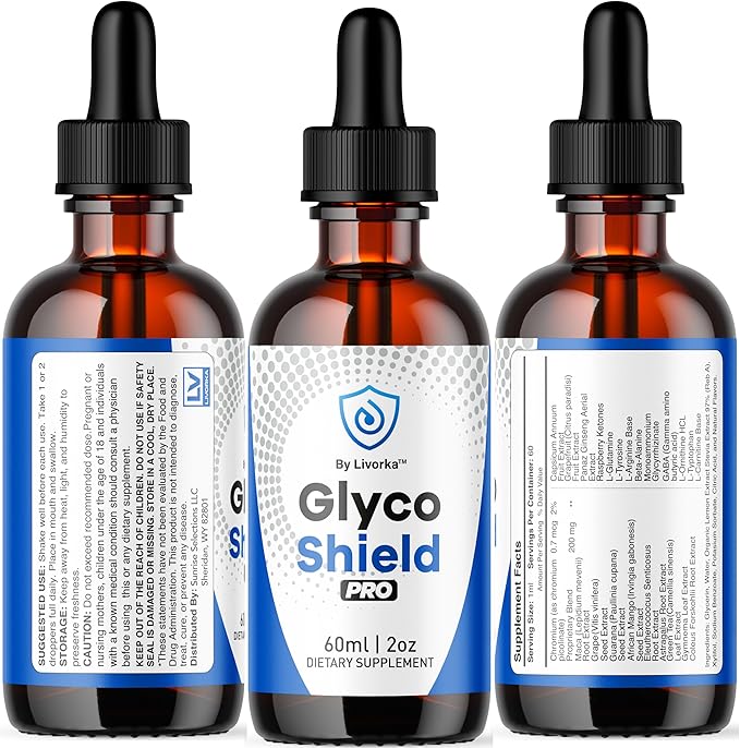 (3 Pack) Glyco Shield Drops - Official GlycoShield Pro Blood Formula Support Supplement Drops - Maximum Strength Original Natural to Overall Wellness and Support Health Reviews 3 Bottles for 3 Months