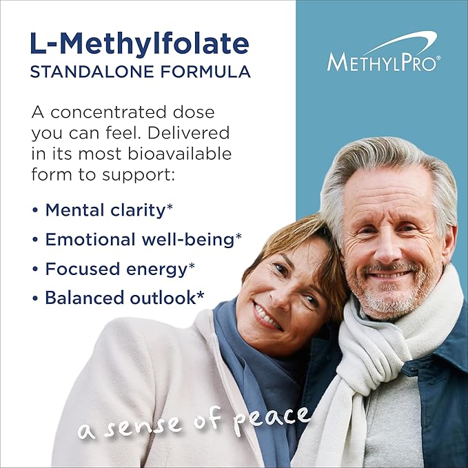 MethylPro 15mg L-Methylfolate (60 Capsules) - Professional Strength Active Methylfolate 5-MTHF Supplement for Mood Brain Health + Immune Support Non-GMO + Gluten-Free with No Fillers