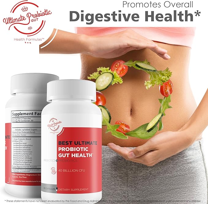 Best Ultimate Probiotic Gut Health - Our Best Total Gut Probiotic - Ultimate 11 Strain Probiotics &amp Prebiotic Formula to Restore Gut Health - Leaky Gut Supplement - Acid Reflux Probiotics