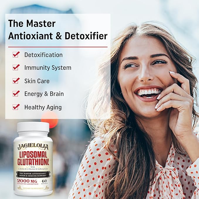 Liposomal Glutathione 2000 mg with L-Serine L-Glycine &amp Sulforaphane – Active L-Glutathione Unique Formulation to Enhance Absorption - Master Antioxidant Detoxifying &amp Immune | 360 Softgels