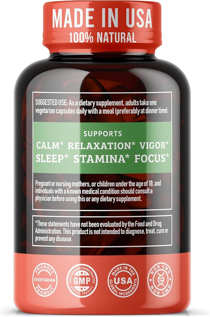 Ashwagandha KSM 66 Organic – KSM-66 ashwagandha 600mg Root Extract Full Spectrum Capsules | Standardized 5% Withanolides | Natural Stress Relief Cortisol &amp Sleep Aid Supplement | Muscle Growth &a