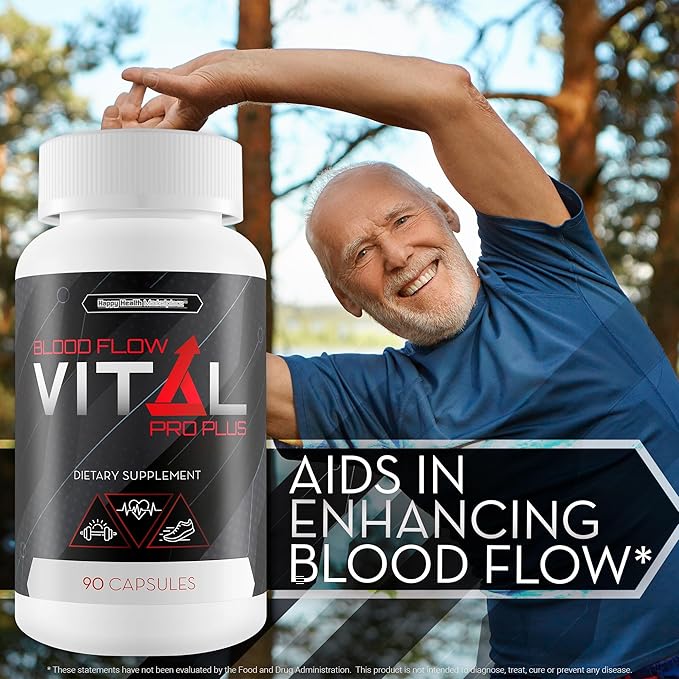 Blood Flow Vital Pro Plus - Improved Formula - Our Best Blood Flow Supplement for Men - Pressure Support - Mens Circulation Support - Natural Blood Flow Vasodilator Supplements for Men Blood Flow Care