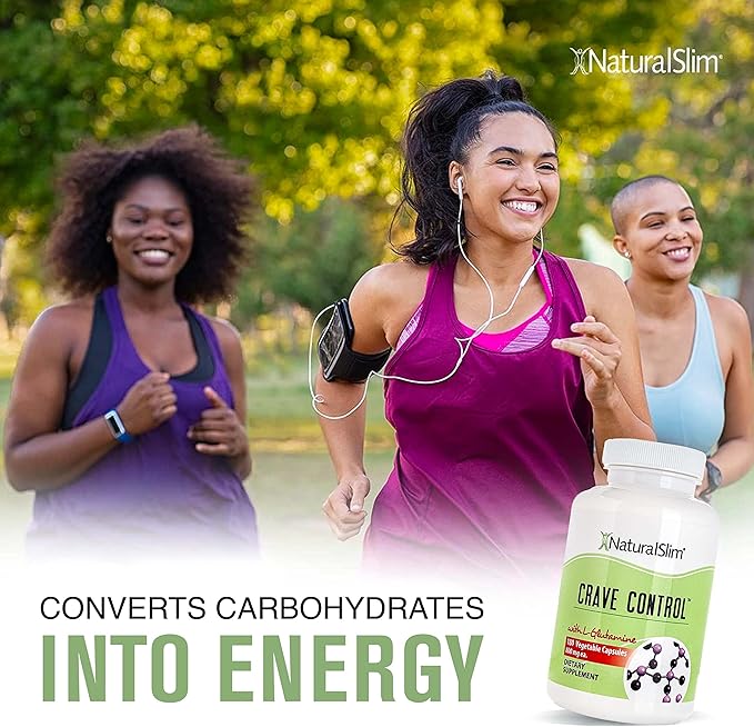 NaturalSlim Natural Appetite Suppressant - Craving Blocker Sugar &amp Refined Carbs Crave Control - Energy &amp Metabolism Booster with L Glutamine &amp Thiamine B1 Supplement - 180 Vegetable Capsu