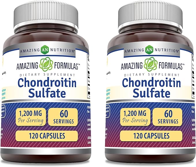 Amazing Formulas Chondroitin Sulfate 1200 mg Per Serving Supplement | Capsules | Non-GMO | Gluten Free | Made in USA (120 Count 2 Pack)