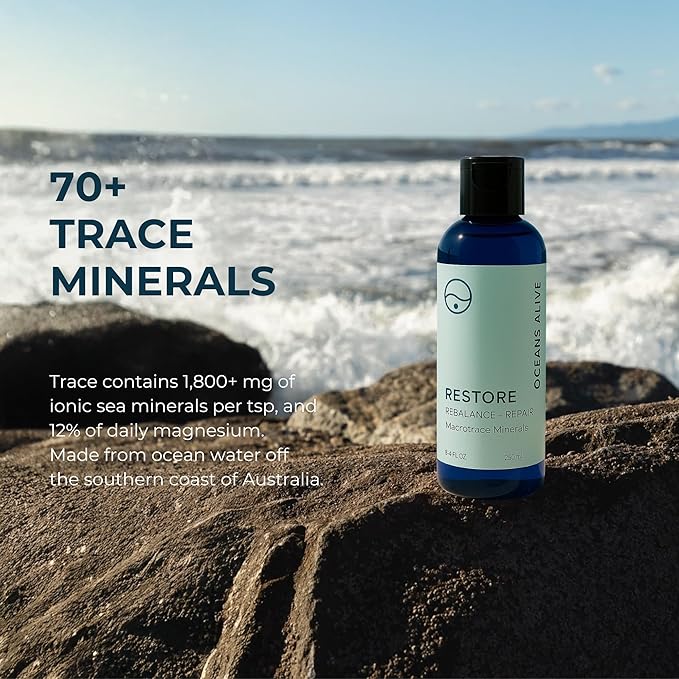 Restore - Rebalance + Repair Liquid Drops – Ionic Trace Mineral Solution for Hydration Electrolytes &amp Mineral Supplement Support Mineral Rich Liquid Trace Elements 8.4 fl oz