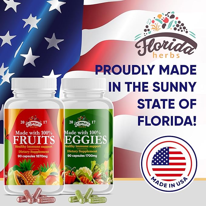 Fruits and Vegetables Supplement - 180 Fruit and 180 Veggie Capsules - Nature Vitamins Balance of Fruits and Veggies Supports Energy Balance Soy Free Vegan Capsules - 360 Count (Pack of 4)