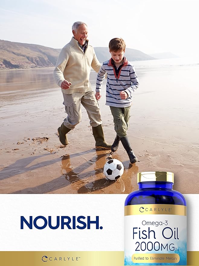 Carlyle Fish Oil Omega 3 Supplements | 2000mg | 320 Softgels | EPA &amp DHA | 600mg Total Omega-3 | Non-GMO Gluten Free Pills