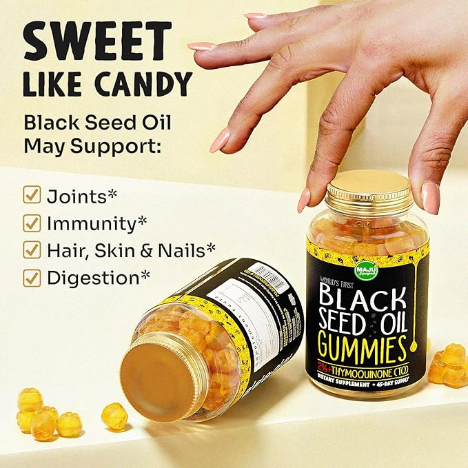 Maju Superfoods Black Seed Oil Gummies Oregano Oil and Mineral Replenish Capsules