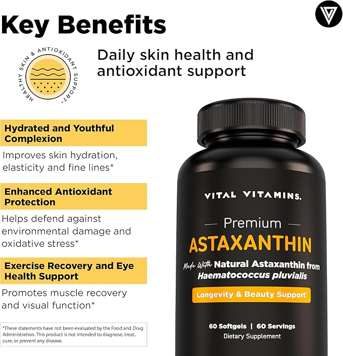 Vital Vitamins Pure Hyaluronic Acid 60 ct + Astaxanthin 60 ct